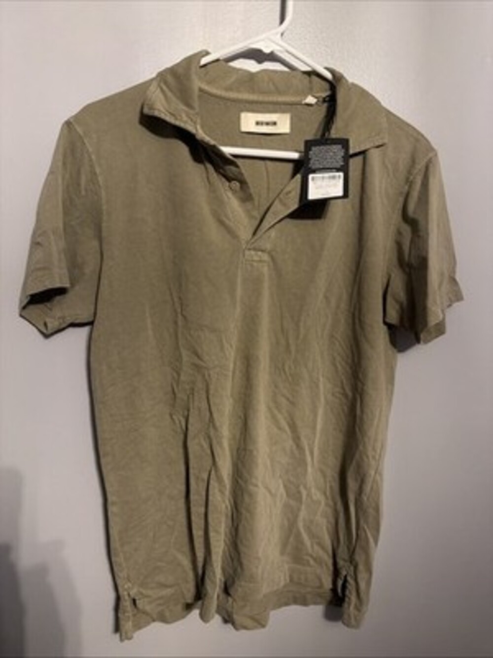 Buck Mason Men’s Small Natural Venice Wash Sueded Cotton Polo